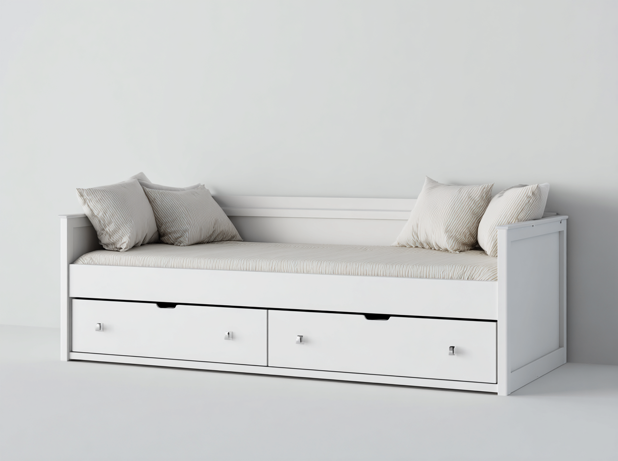 Divano letto con contenitore per soggiorno e camera 200x90x75 cm - bianco - stile classico-Luxeupshop
