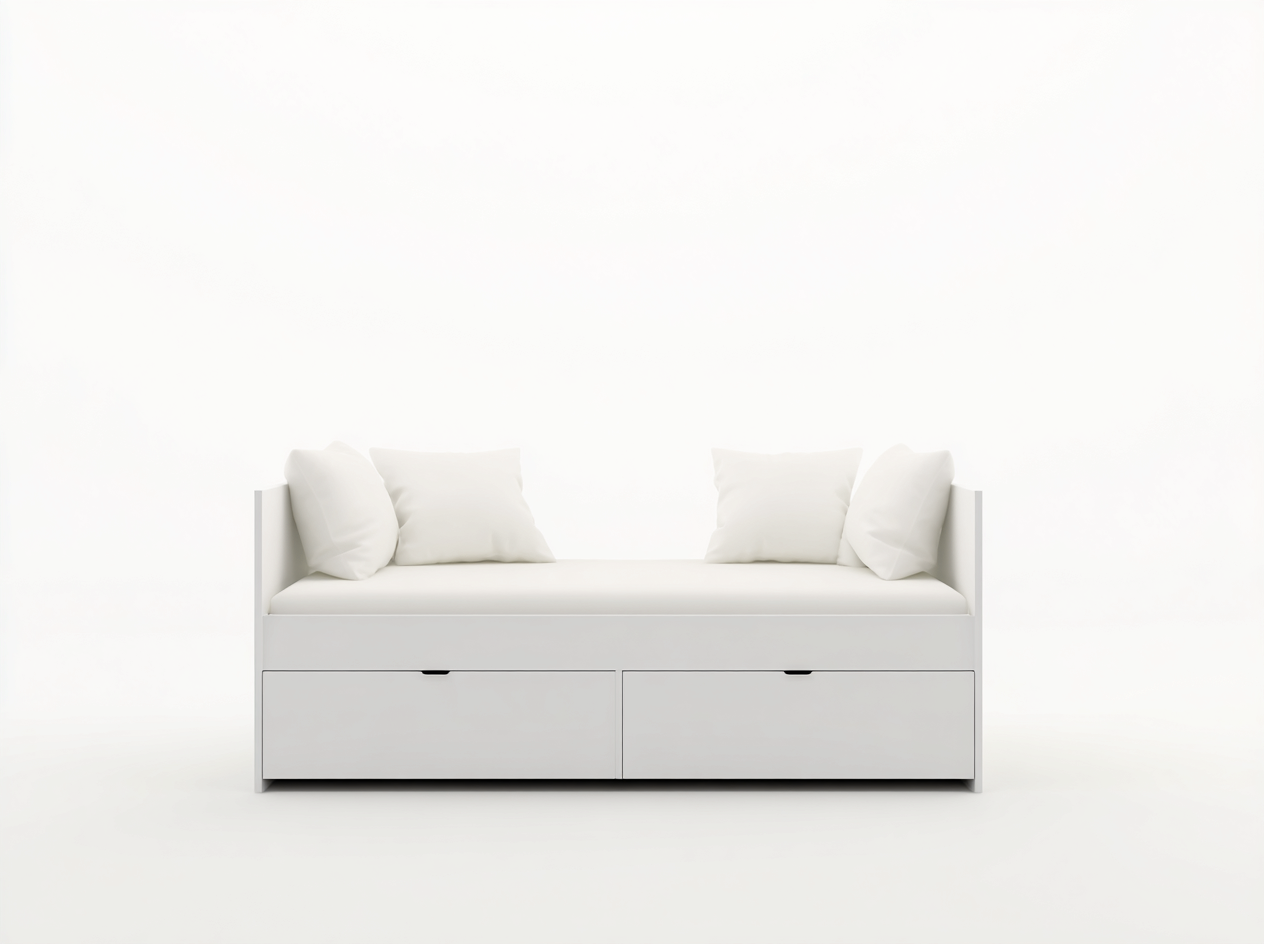Divano letto compatto 200x90x85 cm - bianco - design moderno-Luxeupshop