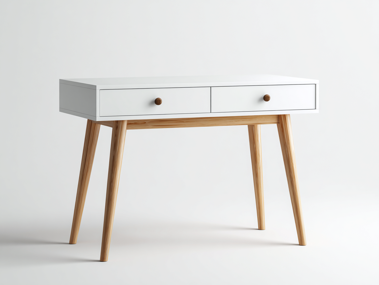 Scrivania con 2 cassetti per studio e ufficio 110x50x75 cm - bianco - stile moderno-Luxeupshop