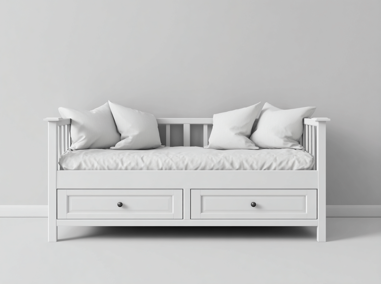 Divano letto con contenitore 200x90x85 cm - bianco - design moderno-Luxeupshop