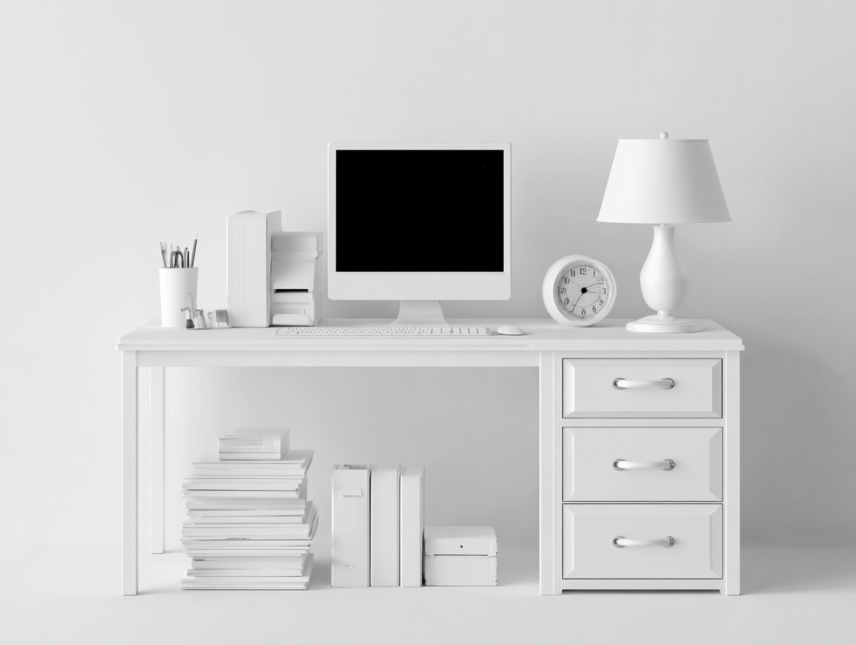 Scrivania con 3 cassetti per studio e ufficio 120x55x75 cm - bianco - stile classico moderno-Luxeupshop