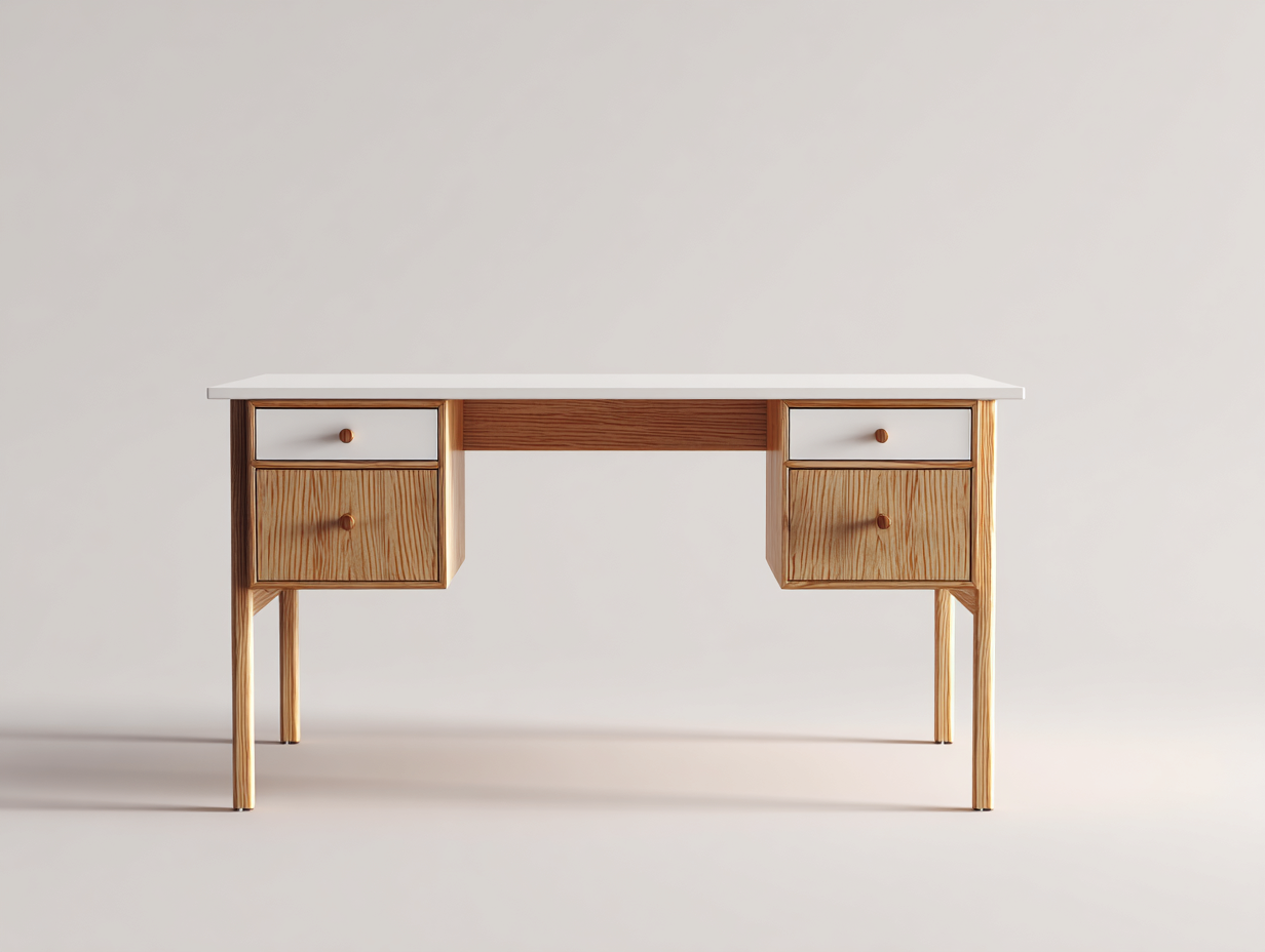 Scrivania in legno 120x55x75 cm - bianco e marrone - design moderno-Luxeupshop