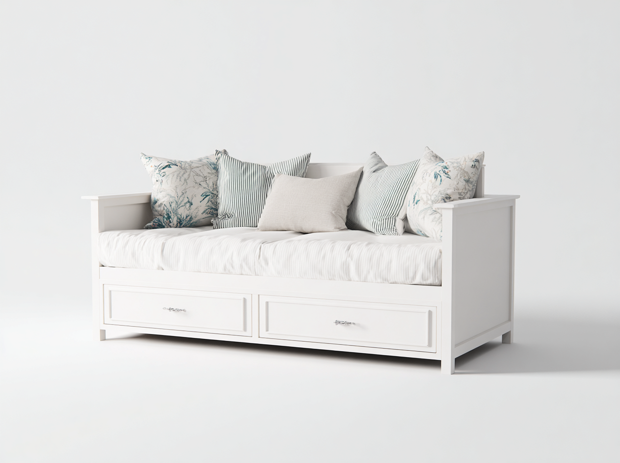 Divano letto compatto 200x90x85 cm - bianco - stile classico-Luxeupshop