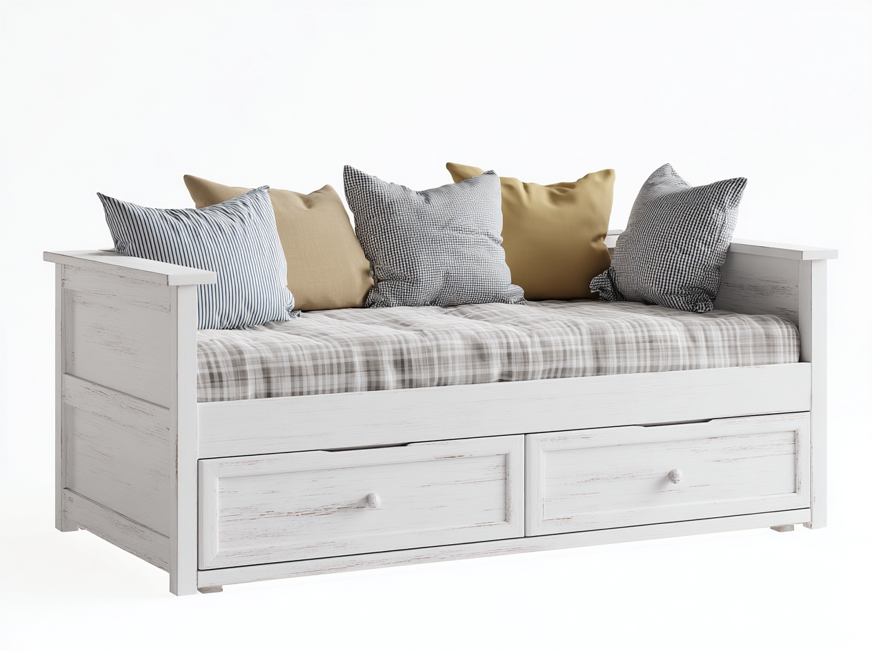 Divano letto compatto 200x90x85 cm - bianco - stile classico-Luxeupshop