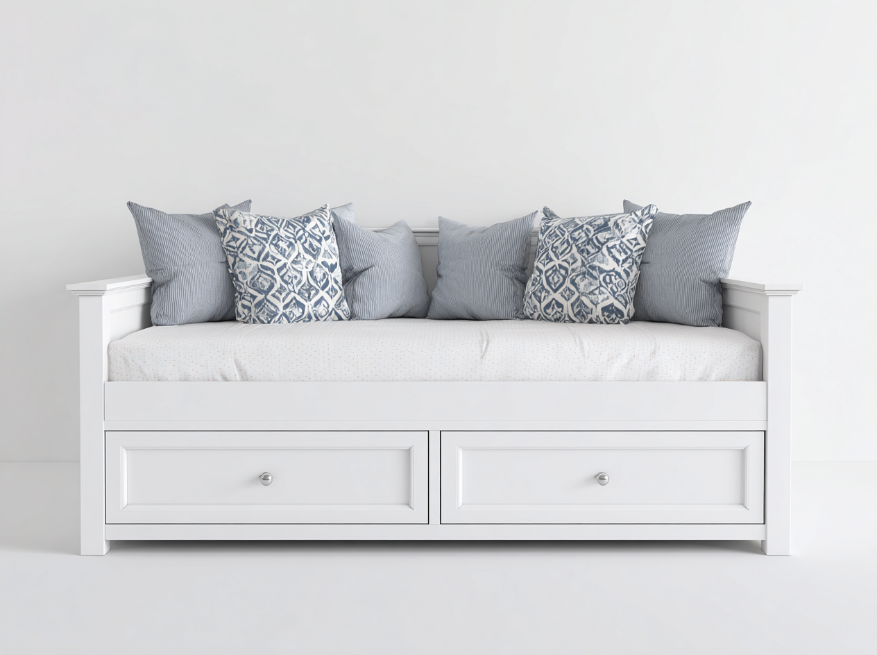 Divano letto stile nordico 200x90x85 cm - bianco - soluzione multifunzionale per soggiorno-Luxeupshop