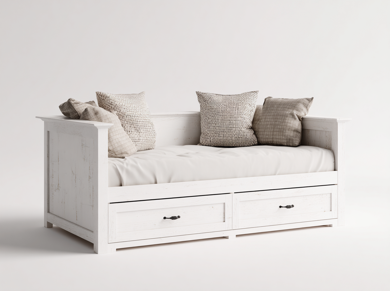 Divano letto con contenitore per soggiorno e camera 200x90x75 cm - bianco - stile classico-Luxeupshop