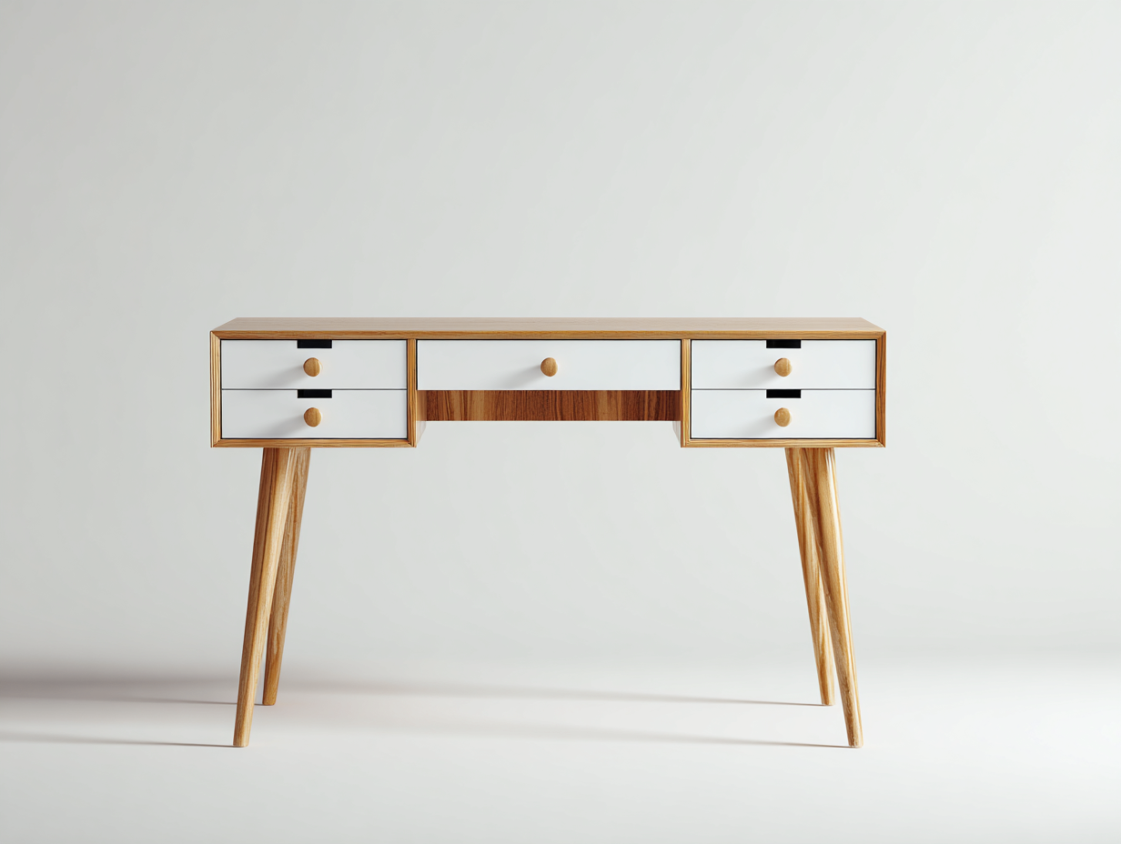 Scrivania con cassetti 120x55x75 cm - bianco-legno naturale - stile nordico-Luxeupshop