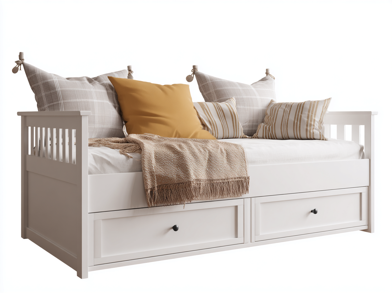 Divano letto con cassetti 200x90x85 cm - bianco - design nordico-Luxeupshop