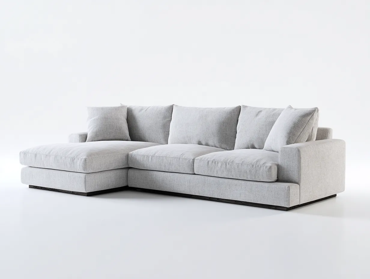 Ecksofa-Stoff-290x178x86 cm-Hellgrau-moderner Stil-Sofamynest