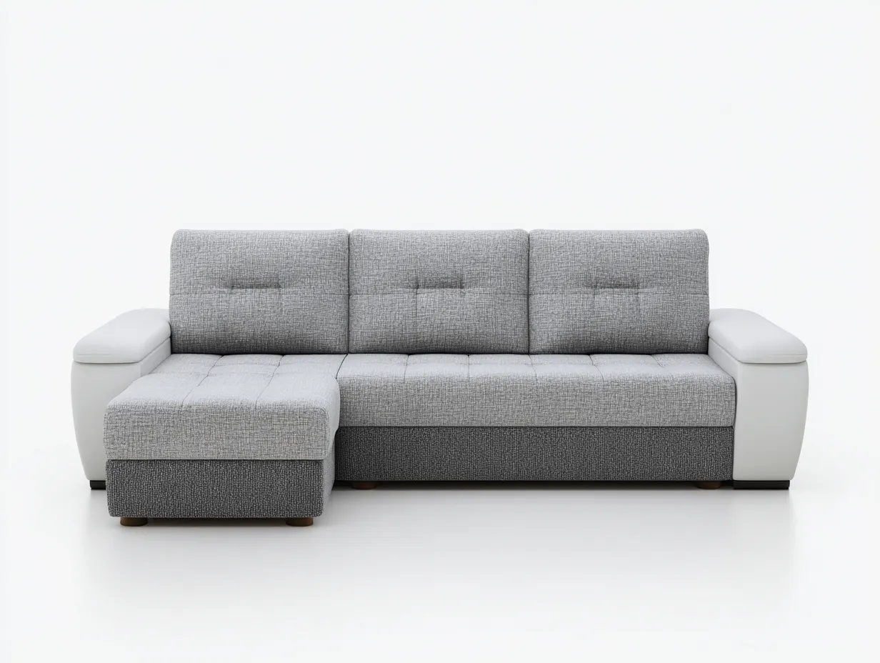 Ecksofa-Stoff-Kunstleder-282x165x83 cm-Hellgrau-Dunkelgrau-moderner Stil-Sofamynest