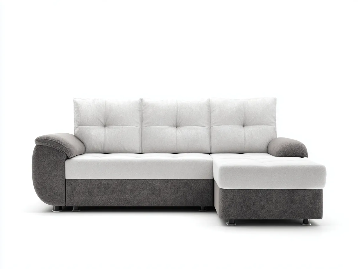 Ecksofa-Stoff-Kunstleder-286x170x84 cm-Cremegrau-Dunkelgrau-moderner Stil-Sofamynest