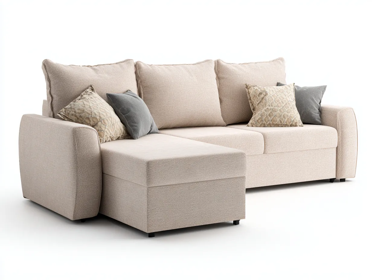 Ecksofa-Stoff-272x170x85 cm-Beige-moderner Stil-Sofamynest