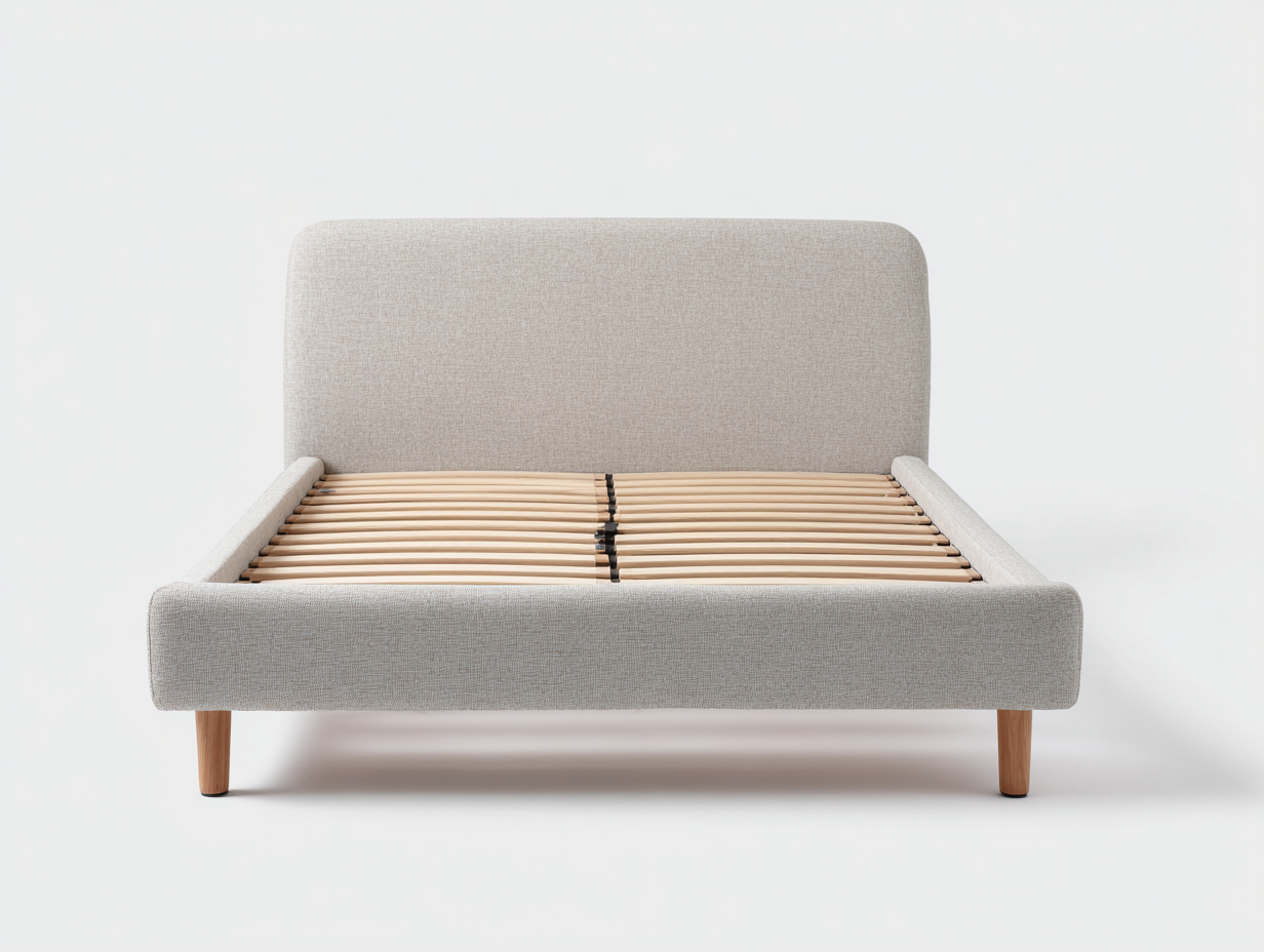 Lit double-tissu-220x180x110 cm-gris beige-design moderne-Cottagoshop