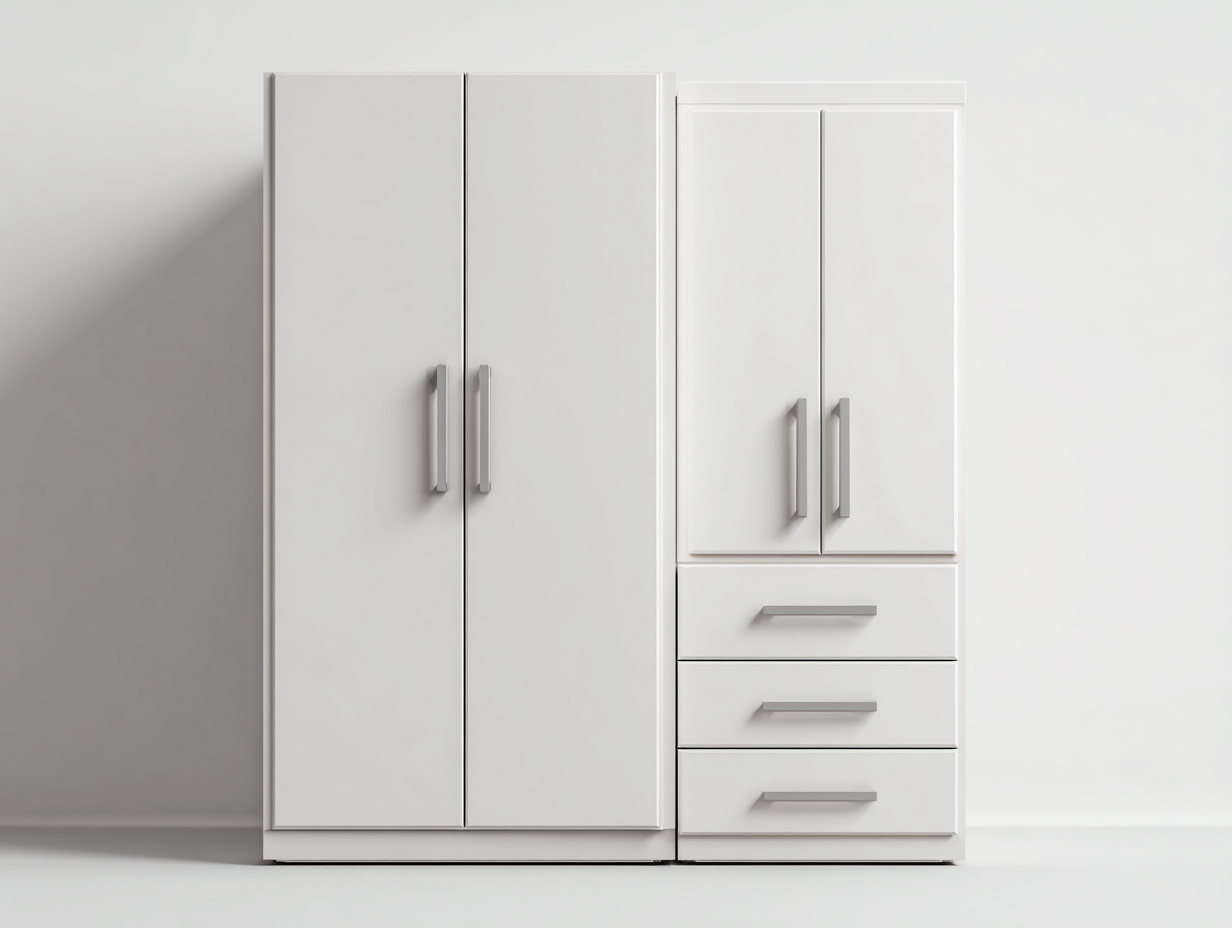 Armoire-MDF-métal-160x55x200 cm-Blanc-Style moderne-Cottagoshop