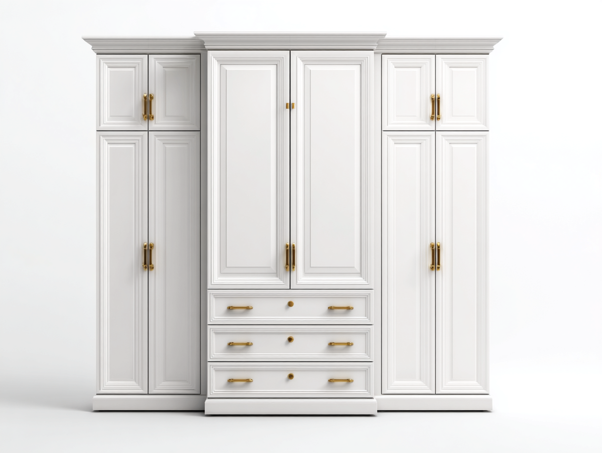 Armoire-MDF-métal-228x58x210 cm-Blanc-Style classique-Cottagoshop