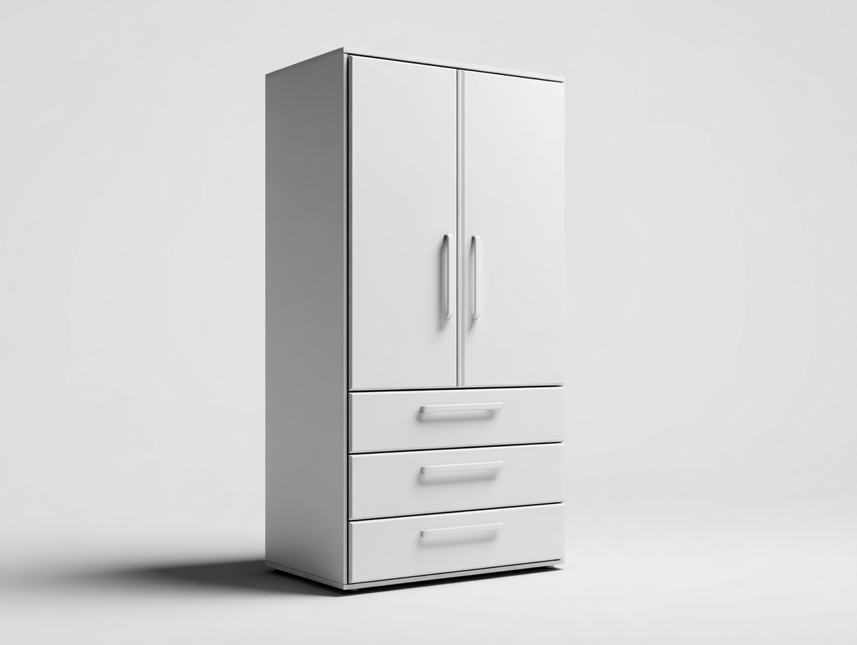 Armoire-MDF-métal-100x55x195 cm-Blanc-Style moderne-Cottagoshop