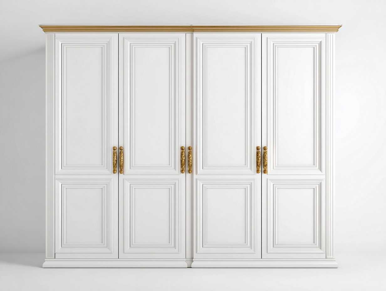 Armoire-MDF-métal-220x60x215 cm-Blanc-Style classique-Cottagoshop