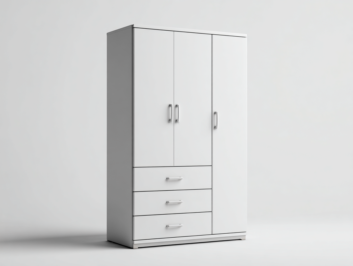 Armoire-MDF-métal-120x55x200 cm-Blanc-Style moderne-Cottagoshop