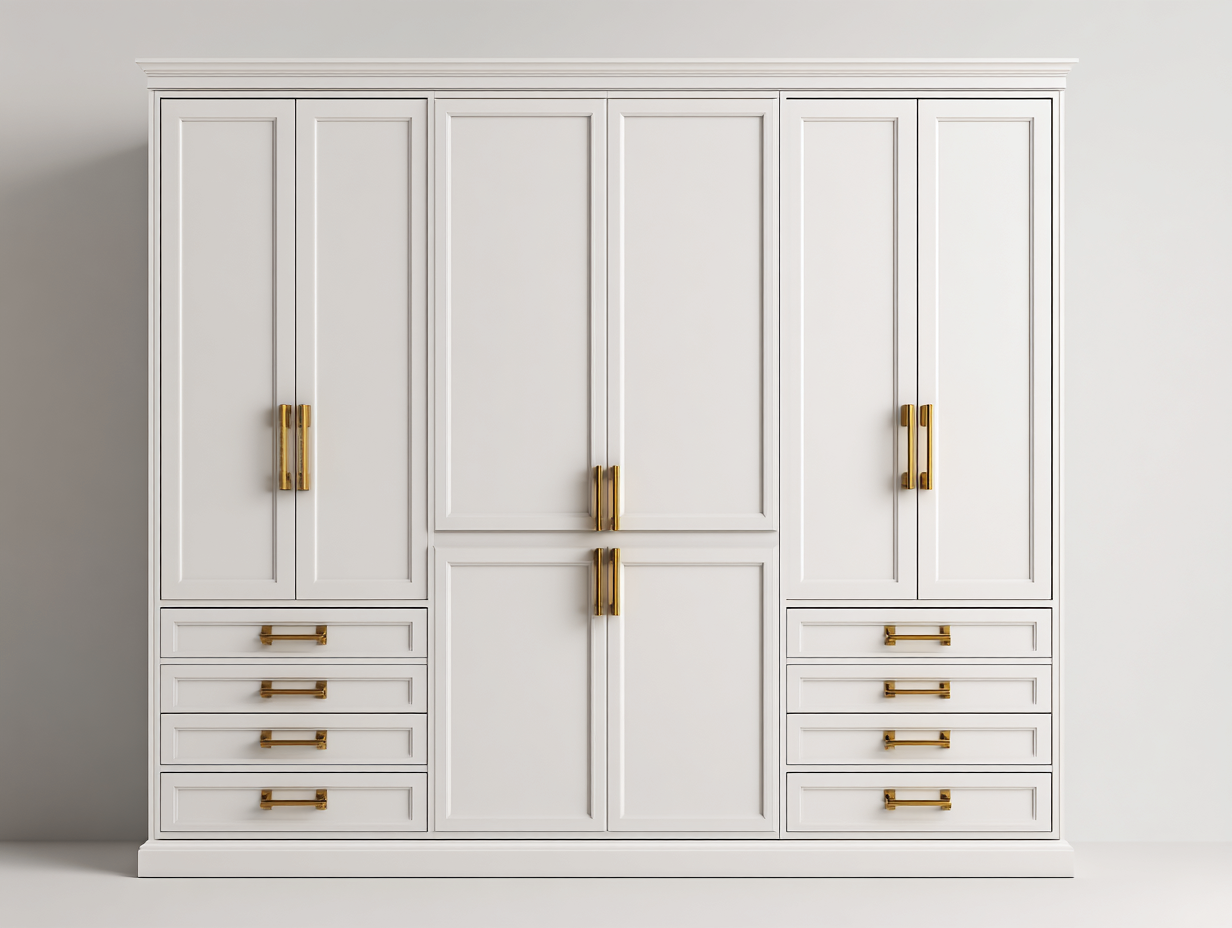Armoire-MDF-métal-234x59x214 cm-Blanc-Style classique-Cottagoshop