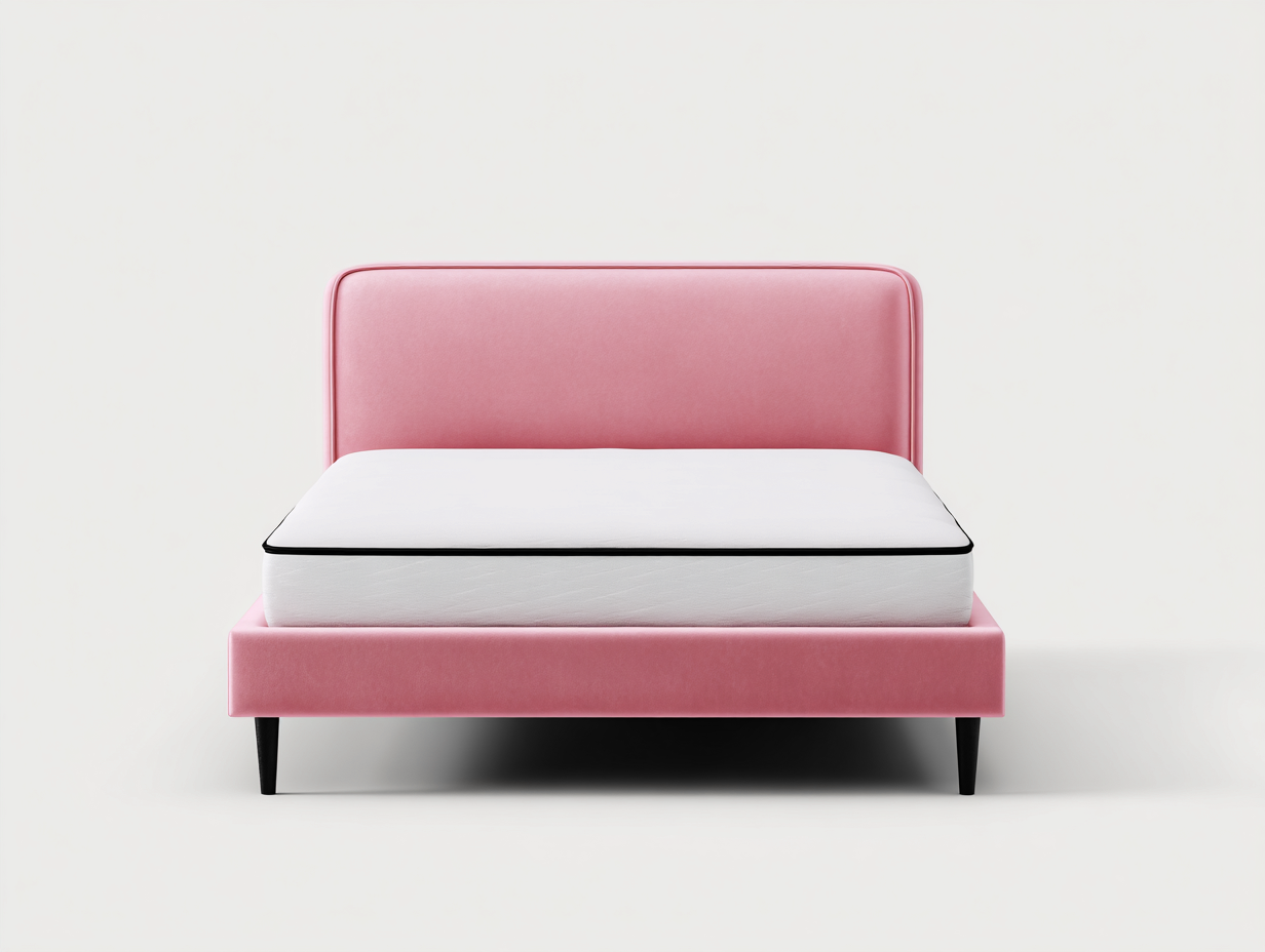 Lit double-tissu velours-215x165x110 cm-rose-design moderne-Cottagoshop