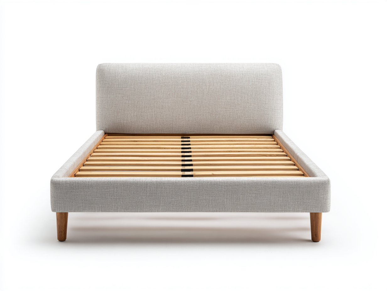 Lit double-tissu-220x180x108 cm-beige clair-design moderne-Cottagoshop