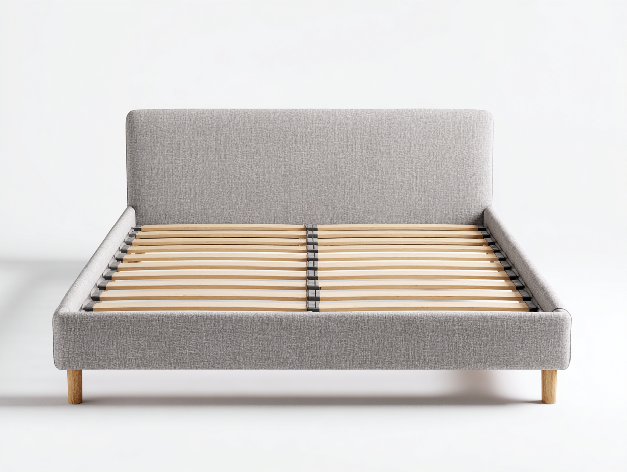 Lit double-tissu-220x180x105 cm-gris clair-design moderne-Cottagoshop