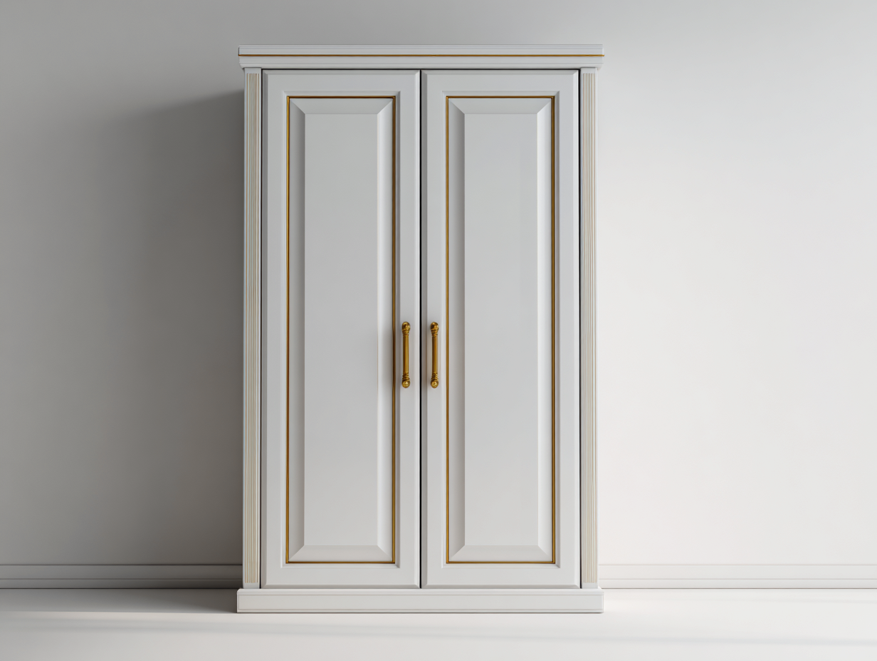 Armoire-MDF-métal-110x58x210 cm-Blanc-Style classique-Cottagoshop