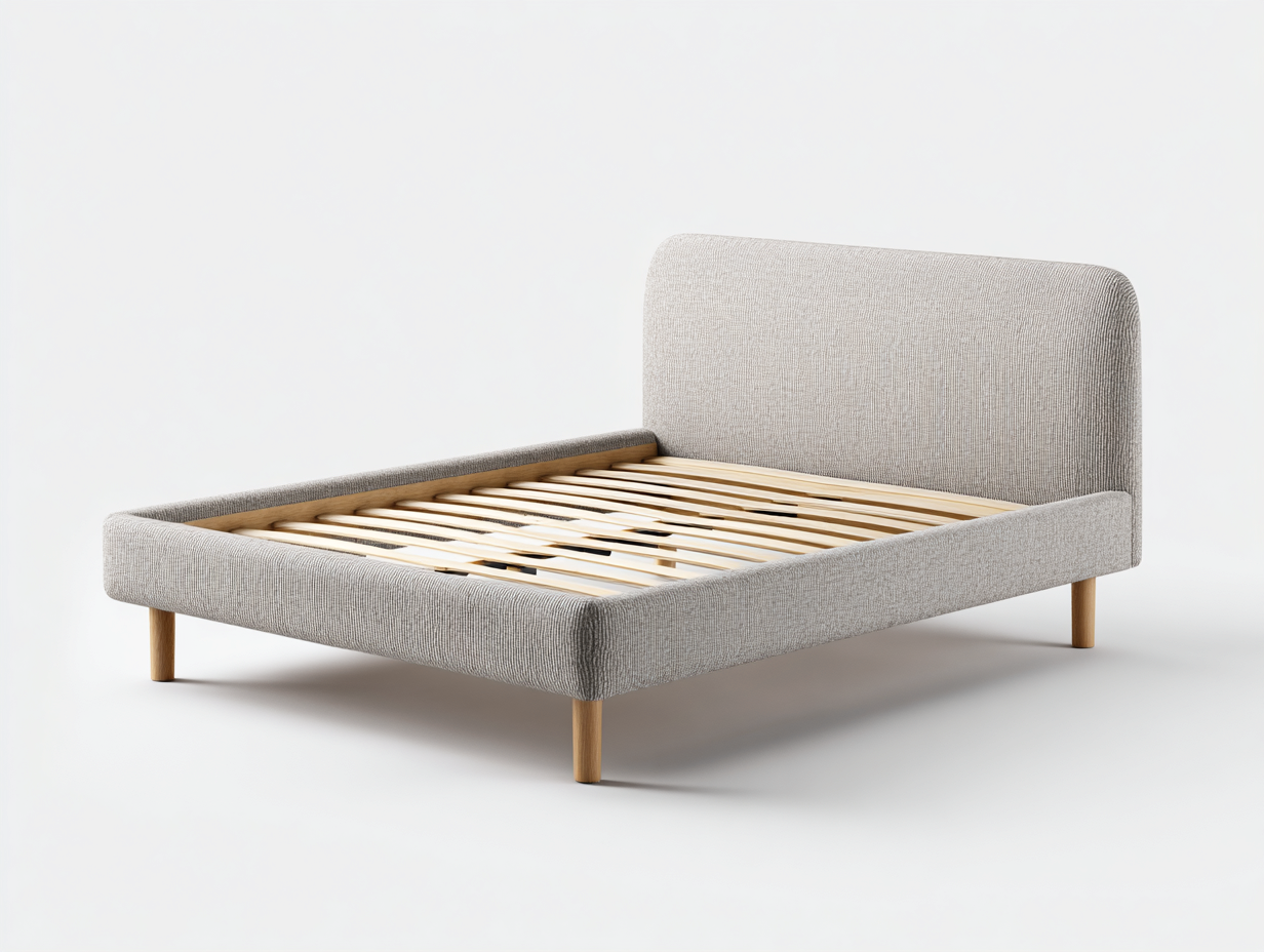 Lit double-tissu-220x180x110 cm-gris clair-design moderne-Cottagoshop