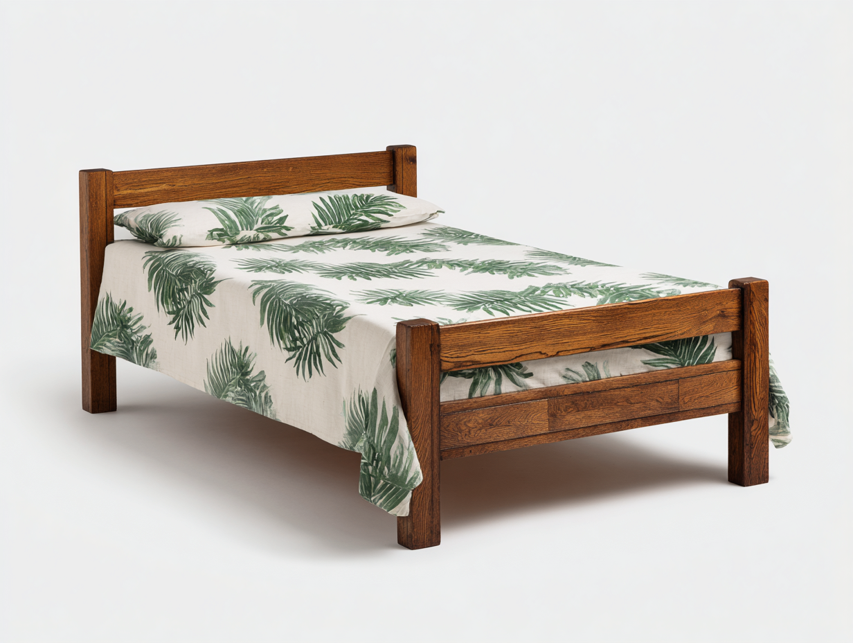 Lit double - bois - 212x165x96 cm - Marron - Style naturel épuré-Homigolab