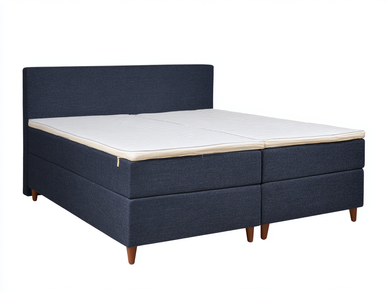 Lit double - tissu - 234x202x102 cm - Bleu foncé - Style moderne épuré-Homigolab