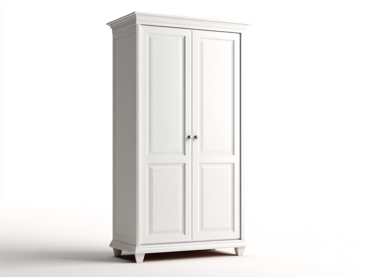 Armoire 2 portes-panneaux bois-92x58x198 cm-blanc-style classique-Homigolab