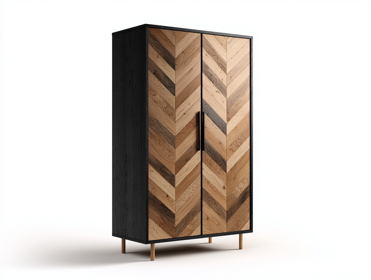 Armoire 2 portes-panneaux bois-86x58x190 cm-noir-chêne-style industriel-Homigolab