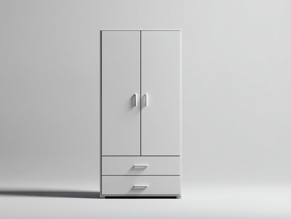 Armoire 2 portes-panneaux bois-81x53x186 cm-blanc-style contemporain-Homigolab