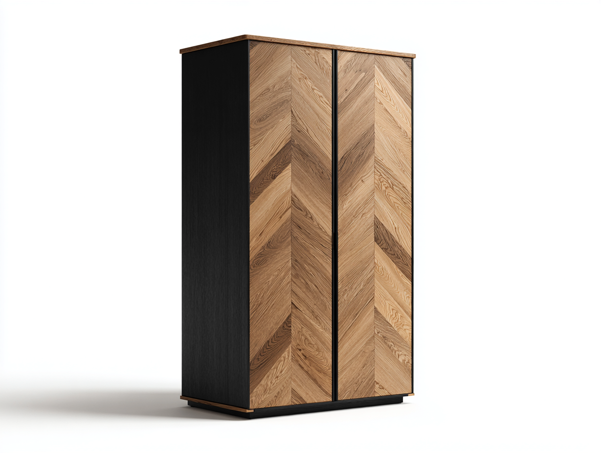 Armoire 2 portes-panneaux bois-88x59x192 cm-noir-chêne-style industriel-Homigolab