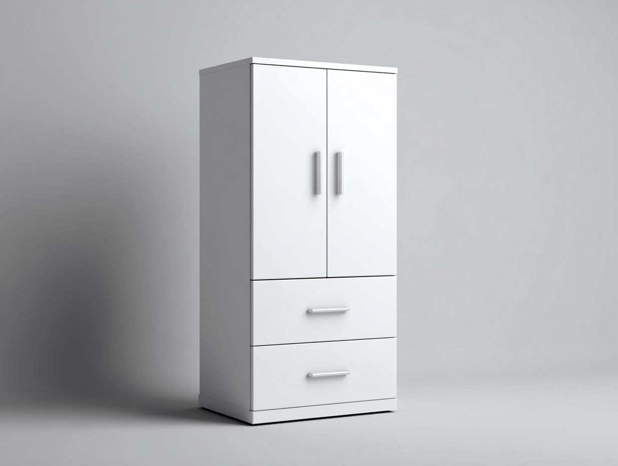 Armoire 2 portes-panneaux bois-84x56x188 cm-blanc-style contemporain-Homigolab