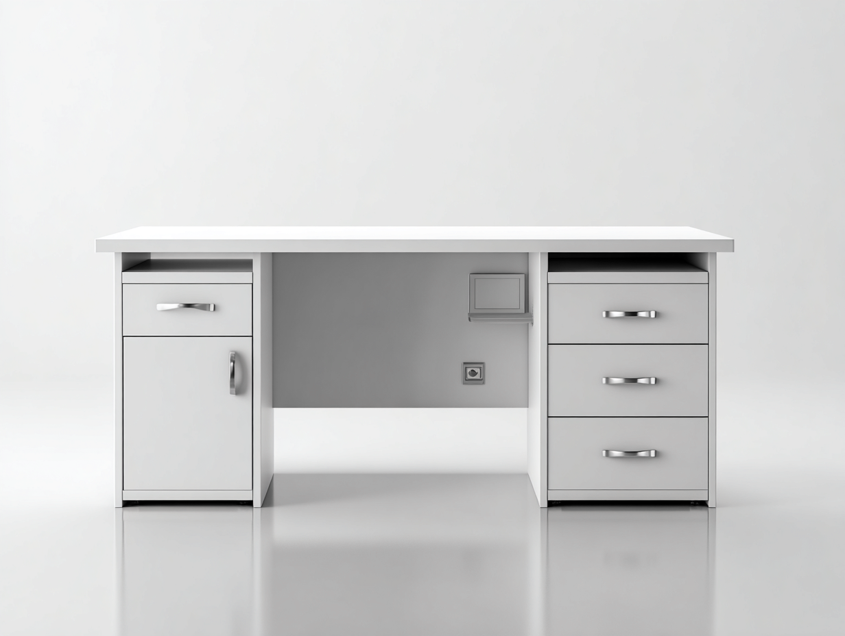 Bureau - panneaux de bois - 150x62x75 cm - Blanc - Style moderne structuré-Roomuply