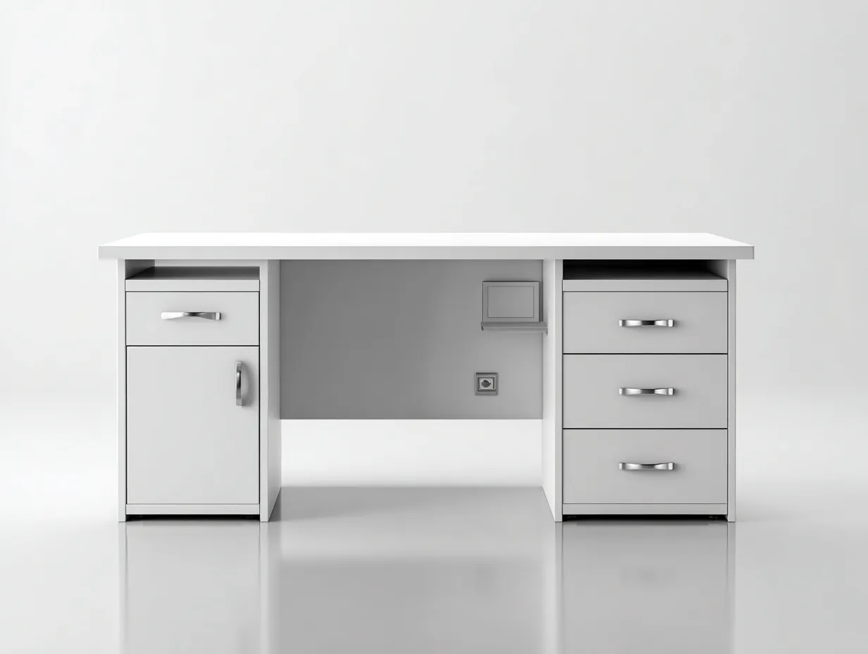 Bureau - panneaux de bois - 150x62x75 cm - Blanc - Style moderne structuré-Roomuply