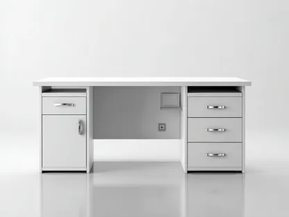 Bureau - panneaux de bois - 150x62x75 cm - Blanc - Style moderne structuré-Roomuply