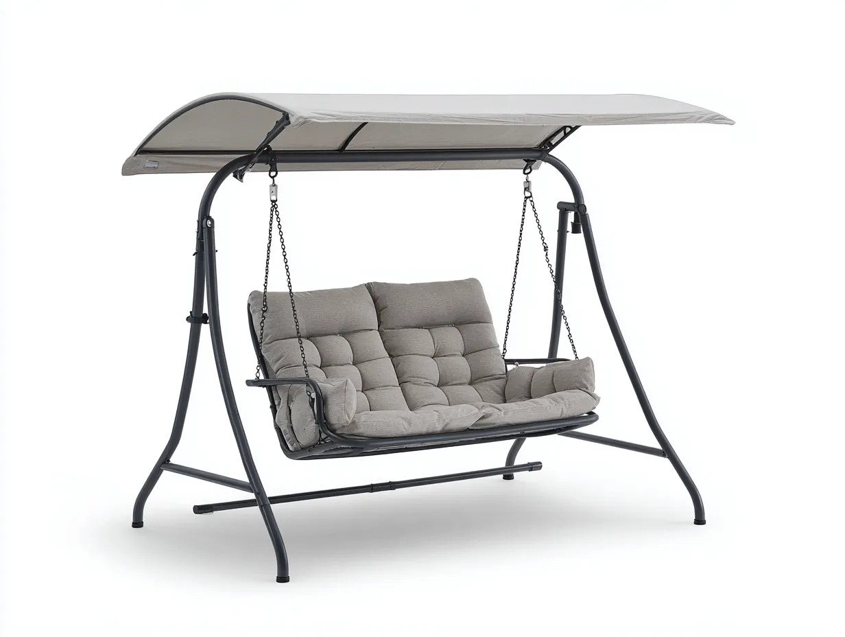 Balancelle de jardin - acier-textile - 195x120x170 cm - beige-gris - style moderne-Roomuply
