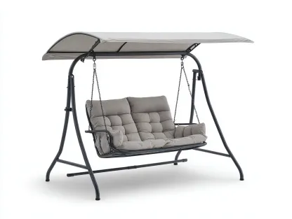 Balancelle de jardin - acier-textile - 195x120x170 cm - beige-gris - style moderne-Roomuply
