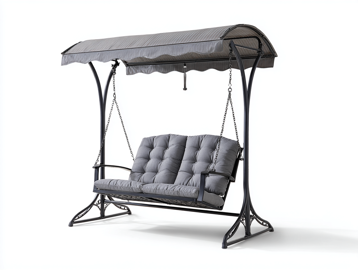 Balancelle de jardin - acier-textile - 200x120x170 cm - gris - style moderne-Roomuply