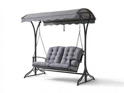 Balancelle de jardin - acier-textile - 200x120x170 cm - gris - style moderne-Roomuply