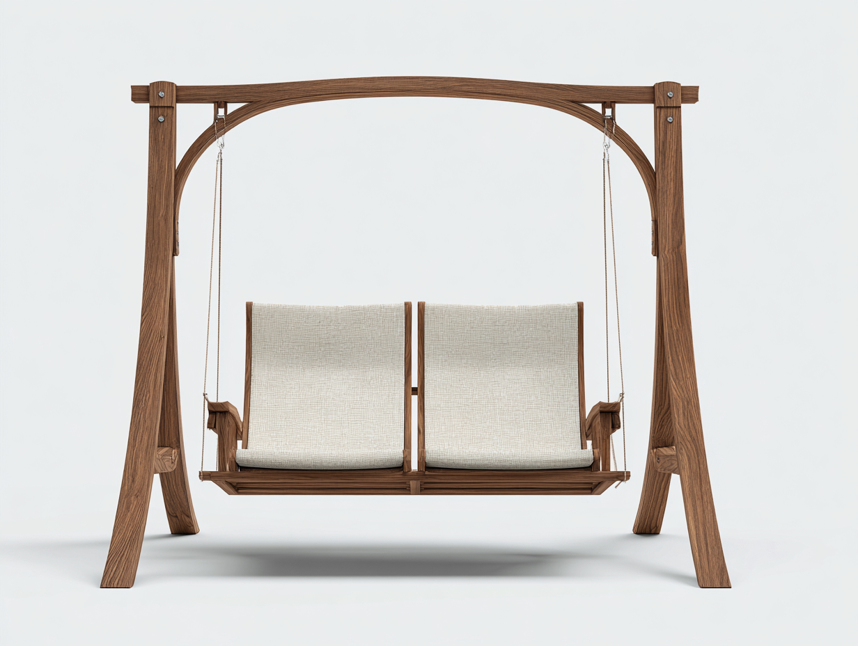 Balancelle de jardin - bois massif - 180x120x170 cm - beige-marron - design naturel-Roomuply
