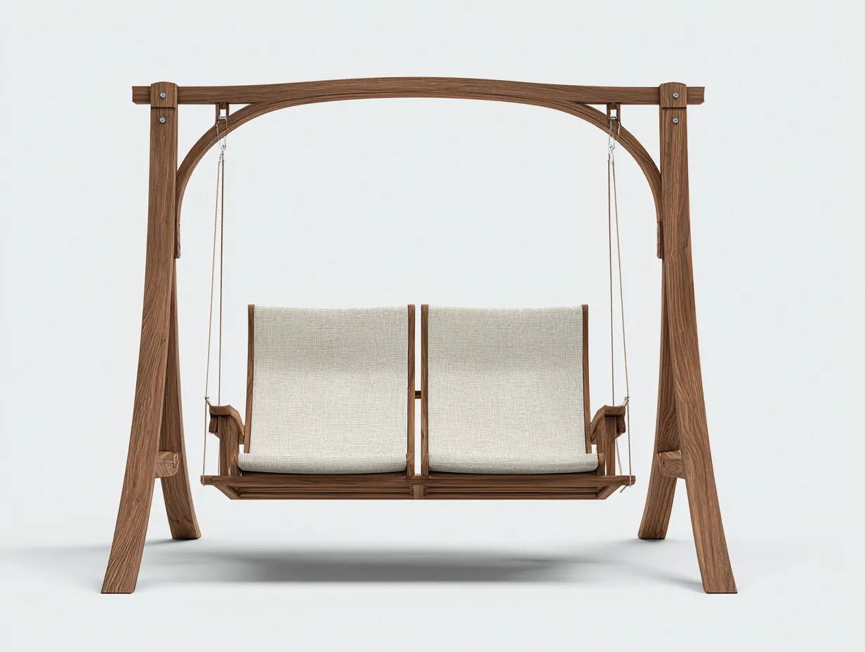 Balancelle de jardin - bois massif - 180x120x170 cm - beige-marron - design naturel-Roomuply