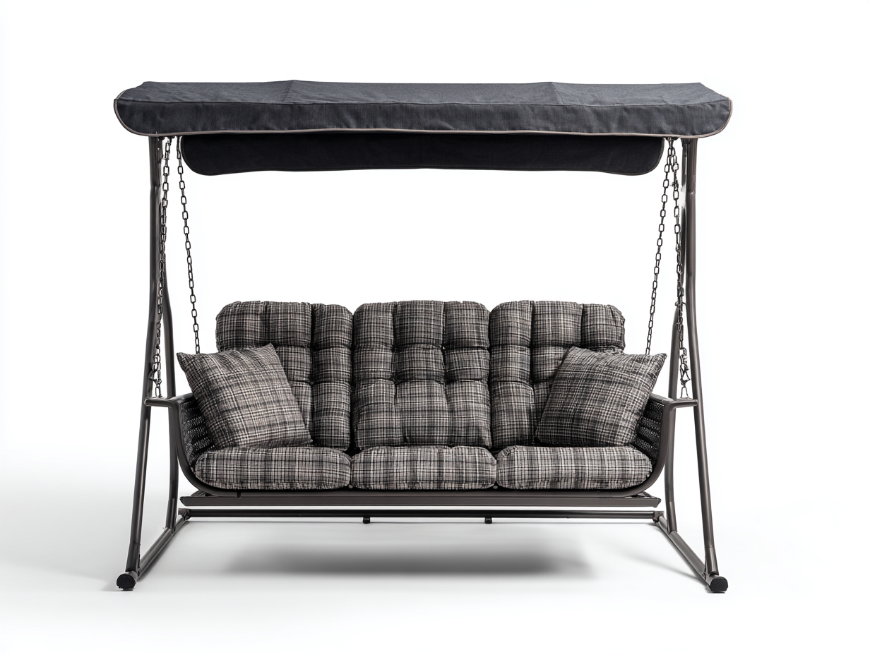 Balancelle de jardin - acier-textile - 215x125x175 cm - gris foncé - style moderne-Roomuply