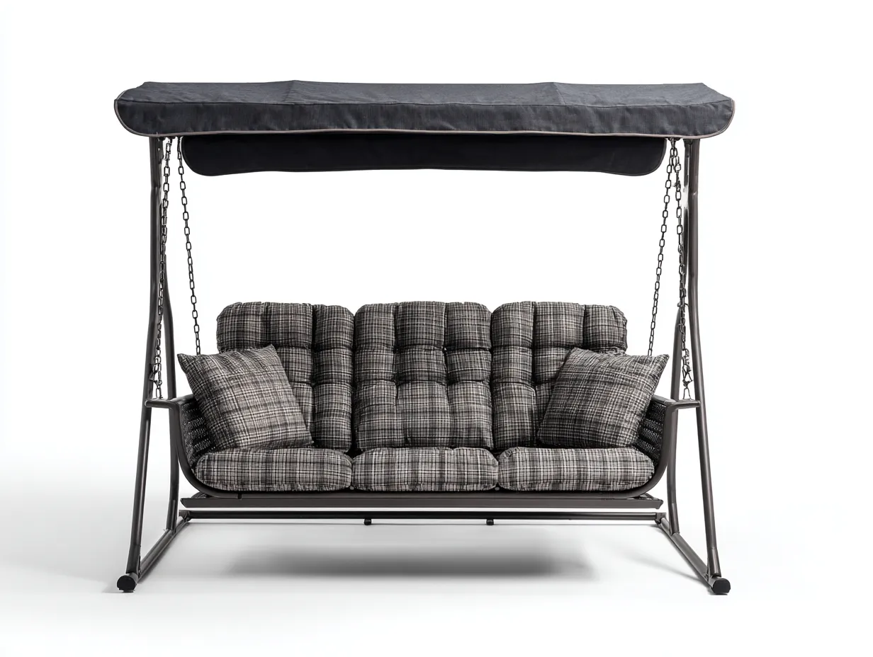 Balancelle de jardin - acier-textile - 215x125x175 cm - gris foncé - style moderne-Roomuply