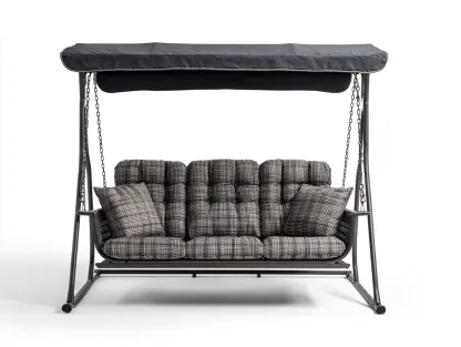 Balancelle de jardin - acier-textile - 215x125x175 cm - gris foncé - style moderne-Roomuply