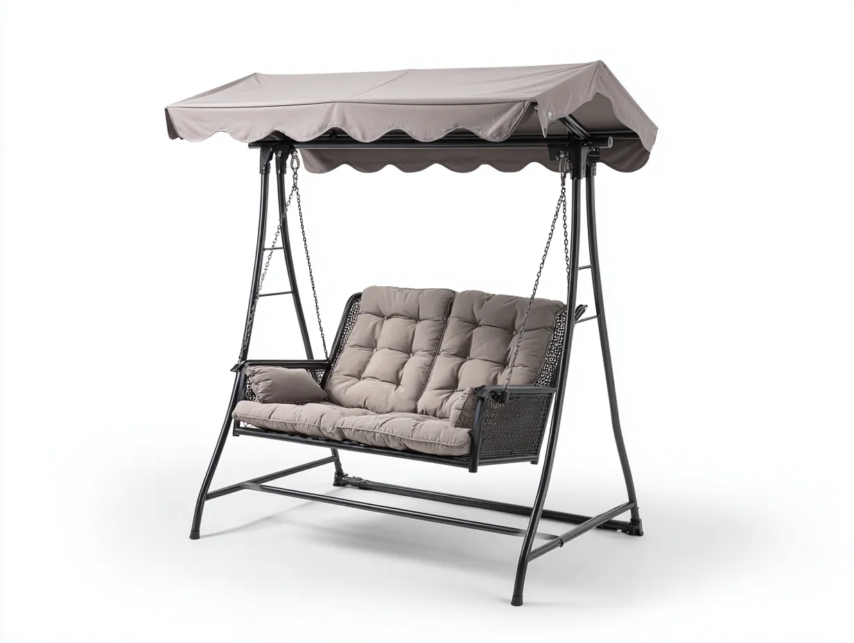 Balancelle de jardin - acier-textile - 205x125x175 cm - beige-gris - style moderne-Roomuply