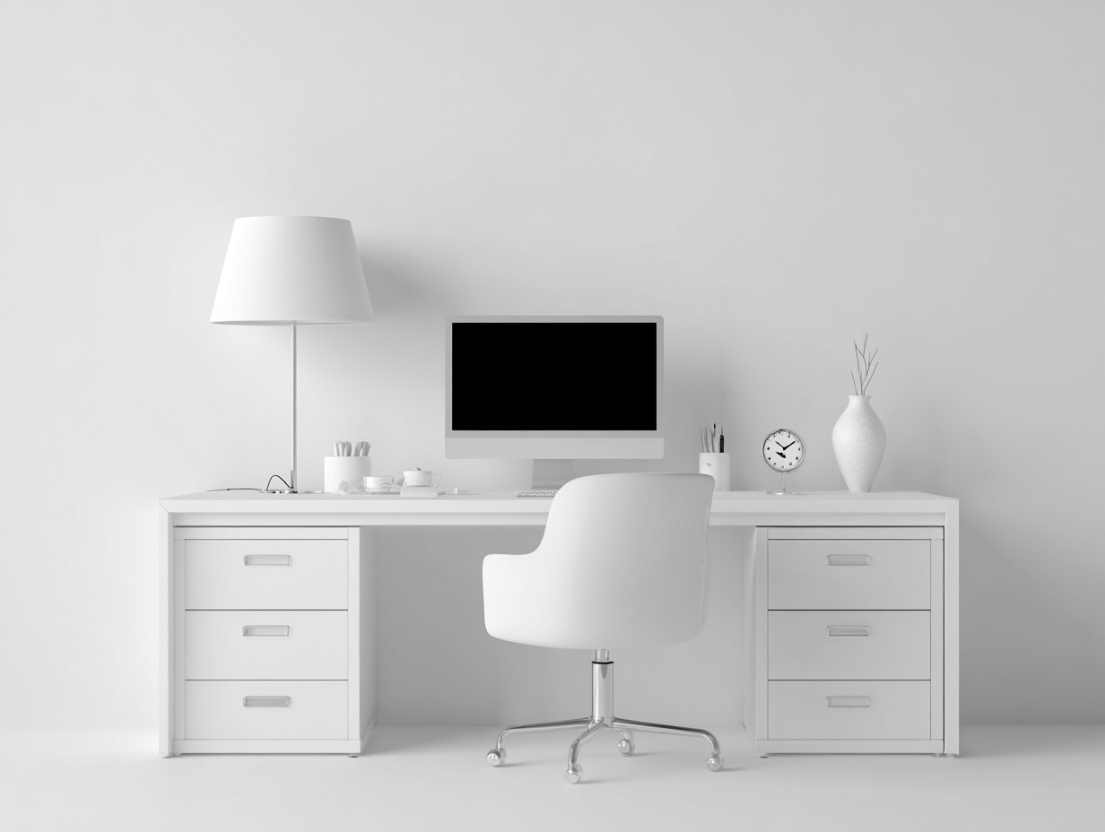 Bureau - panneaux de bois - 160x70x75 cm - Blanc - Style moderne épuré-Roomuply