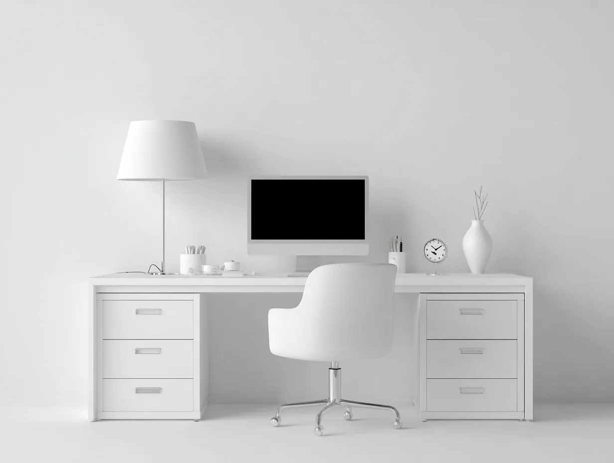 Bureau - panneaux de bois - 160x70x75 cm - Blanc - Style moderne épuré-Roomuply